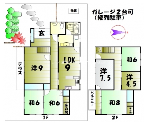 上賀茂鴨川畔貸家 間取り図