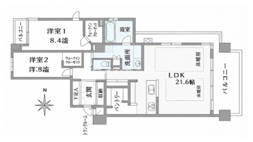 グランドヒルズ岡崎神宮道 間取り図