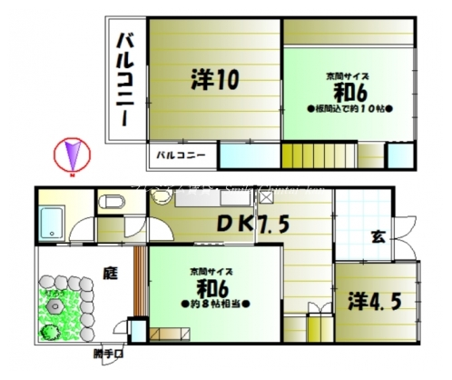 京都府庁西・京町屋風貸家 間取り図