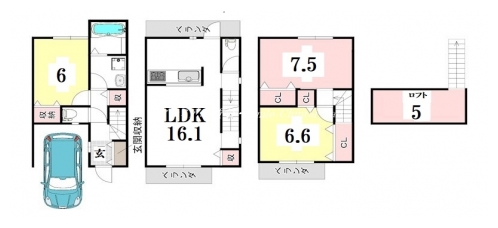 西ノ京東月光町貸家 間取り図