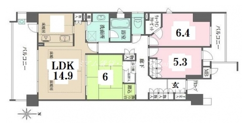 グランシティオ三条麩屋町 間取り図