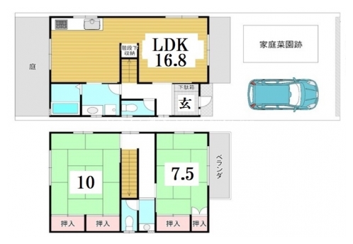 下鴨西梅ノ木町貸家 間取り図