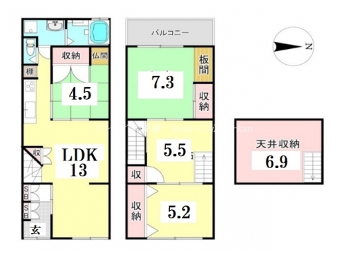 下弁天町貸家 間取り図