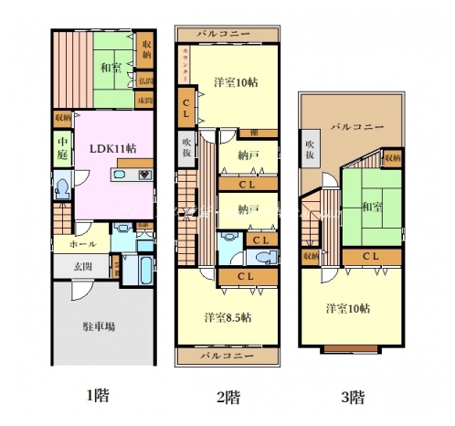 北区小山西大野町貸家 間取り図