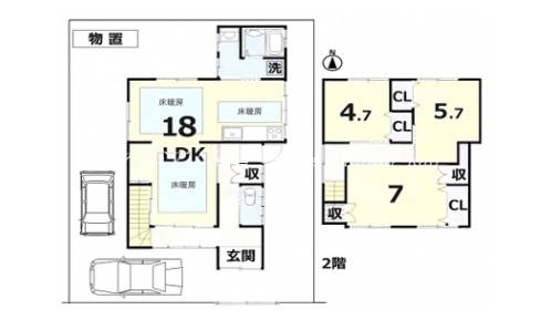岩倉南三宅町貸家 間取り図