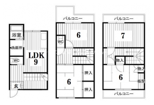 京都駅北西戸建 間取り図