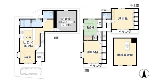 吉田上阿達町貸家 間取り図