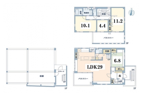 六角大宮戸建 間取り図