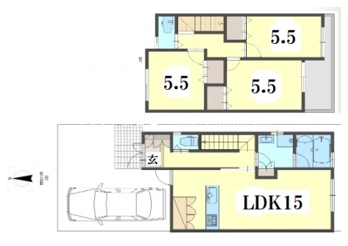 北白川東伊織町戸建 間取り図