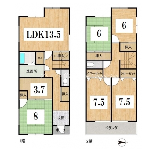 北野西白梅町戸建 間取り図