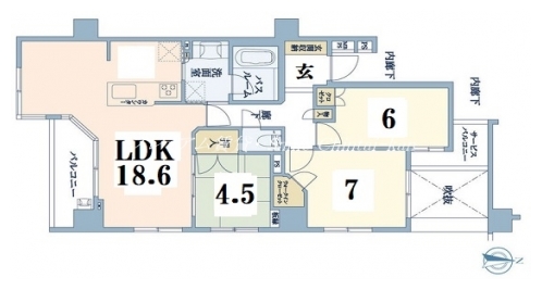 ライオンズ御所南ロイヤルグレイド 間取り図