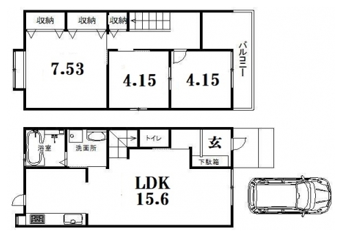 紫野東御所田町貸家 間取り図