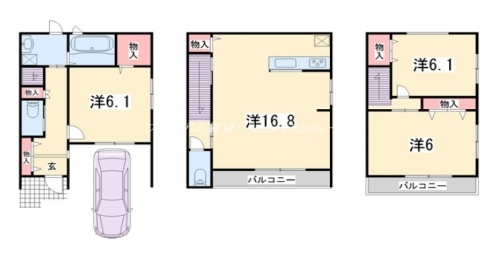 紫野下築山町貸家 間取り図