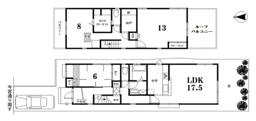 小山板倉町貸家 間取り図