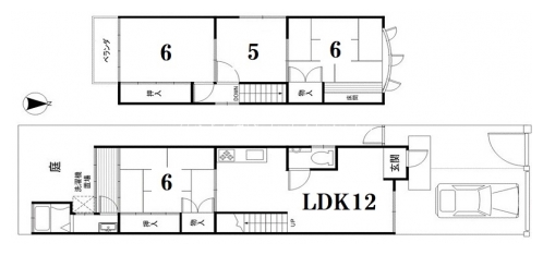 松ヶ崎芝本町戸建賃貸 間取り図